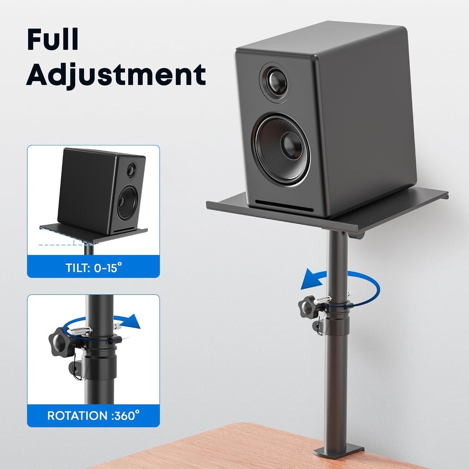 Studio Monitor and Speaker Stand,Clamp-On Desktop Speaker Stands,Height