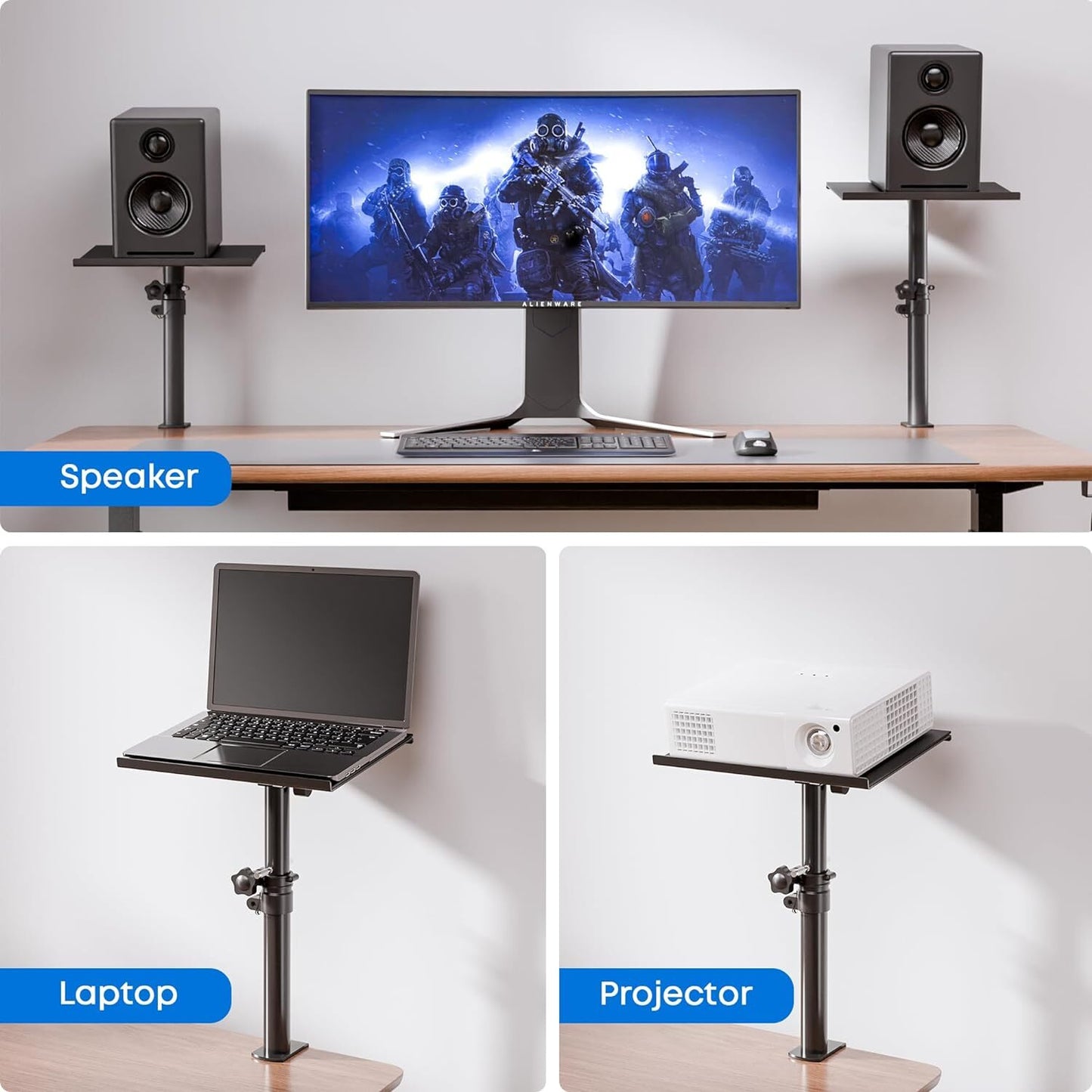 Studio Monitor and Speaker Stand,Clamp-On Desktop Speaker Stands,Height