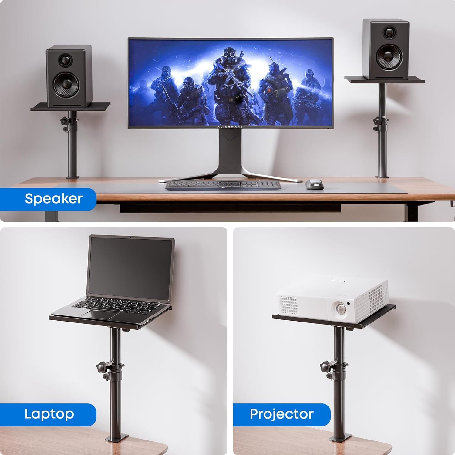 Studio Monitor and Speaker Stand,Clamp-On Desktop Speaker Stands,Height