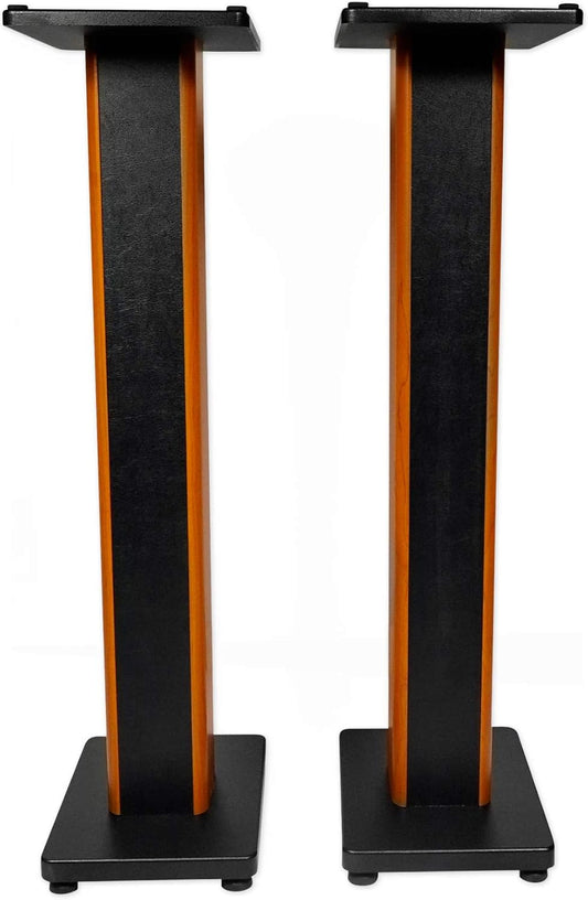 Pair RHTSC 36-Inch Bookshelf Speaker Stands, Surround Sound, 60 Lbs Capacity, Wood Construction, Isolation Pads, Spikes, Sand-Fillable, for Home Theater and Studio Audio