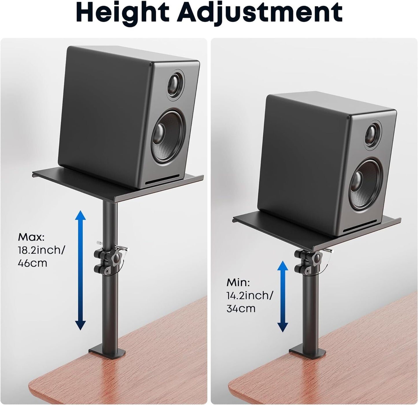 Studio Monitor and Speaker Stand,Clamp-On Desktop Speaker Stands,Height