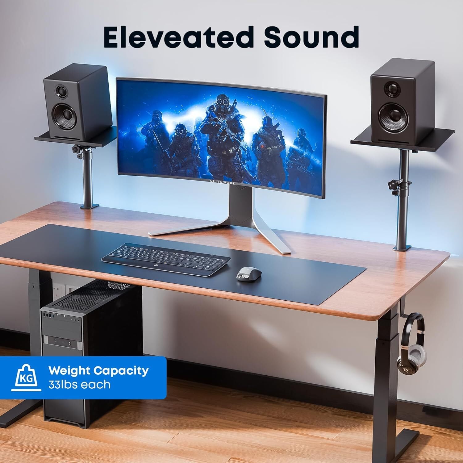 Studio Monitor and Speaker Stand,Clamp-On Desktop Speaker Stands,Height
